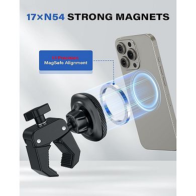 Phone Holder for Peloton Exercise Bike, Heavy-Duty Clamp,Strong Magnetic Phone Mount
