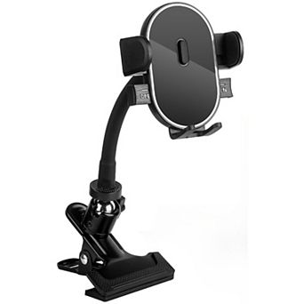 Hands-Free Clip Phone Holder with Auto-Locking Clamp & Adjustable Metal Arm