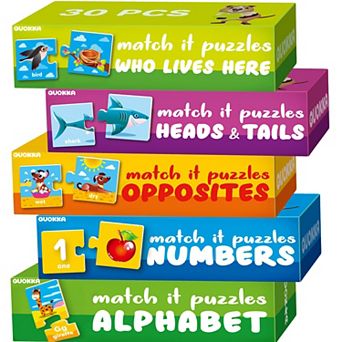 QUOKKA 5X MEGASET Learning Puzzles for Toddlers ABC, Numbers, Animals, Matching Games for Kids 2-4
