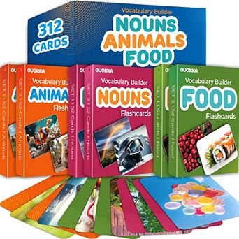 QUOKKA Flash Cards 312 Noun Vocabulary Builder for Kids 3-6 Years Early Childhood Education
