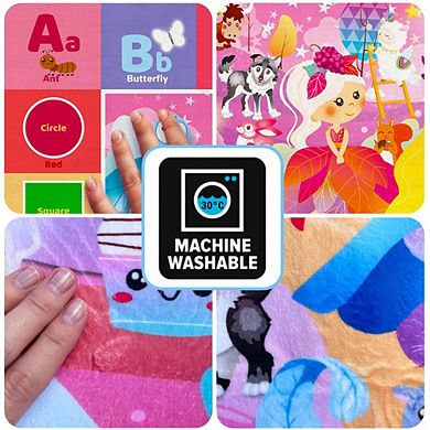 QUOKKA Baby Play Mats with Unicorns & Princess ABC for Kids 2-5 Years Old Soft Rug Non-Slip Pads