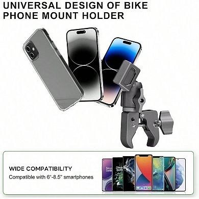 Motorcycle Phone Holder with 1" Ball Adapter, 360° Rotation, Shockproof