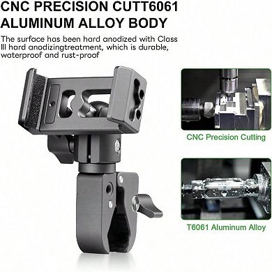 Motorcycle Phone Holder with 1" Ball Adapter, 360° Rotation, Shockproof