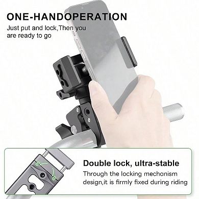 Motorcycle Phone Holder with 1" Ball Adapter, 360° Rotation, Shockproof