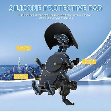 8-Claw Motorcycle Phone Holder with 360° Rotation & Anti-Theft