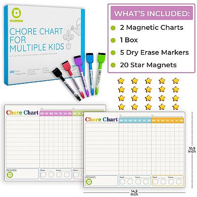 QUOKKA Magnetic Behavior Chore Chart 2 Boards, Accessories for Kids