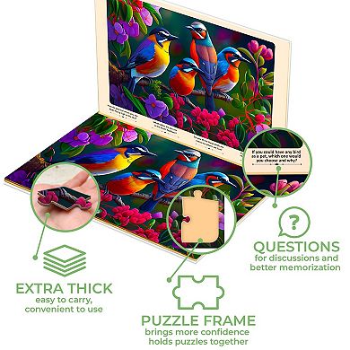 QUOKKA Set of 3 Dementia Jigsaw Puzzles with Cat, Dog, & Bird - 13 PCS Alzheimers Puzzle for Elderly