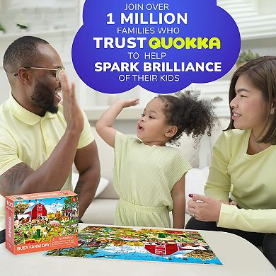 QUOKKA Farm Animals Puzzle for Kids Ages 4-8 100 Pcs Large Floor Learning Puzzle for Boys & Girls