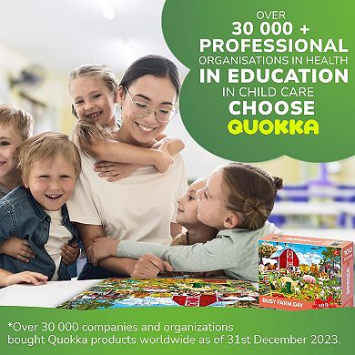 QUOKKA Farm Animals Puzzle for Kids Ages 4-8 100 Pcs Large Floor Learning Puzzle for Boys & Girls