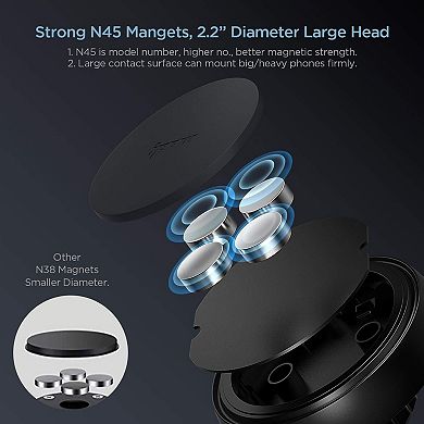 Magnetic Car Phone Mount with N45 Magnets, Strong Suction Cup