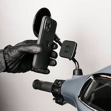 Motorcycle Mirror & GPS Bar Mount: Qi2 Wireless Charging, SlimLink Locking