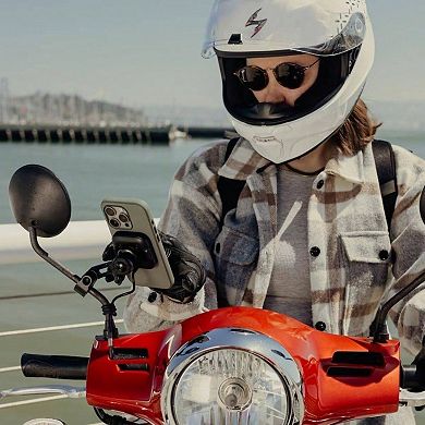 Motorcycle Mirror & GPS Bar Mount: Qi2 Wireless Charging, SlimLink Locking