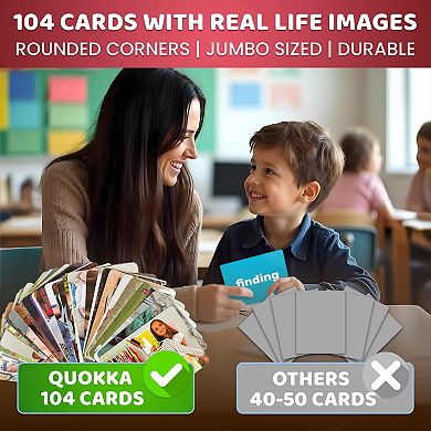 QUOKKA Action Verbs Flash Cards 104 Speech Therapy & ESL Vocabulary Builder for All Ages