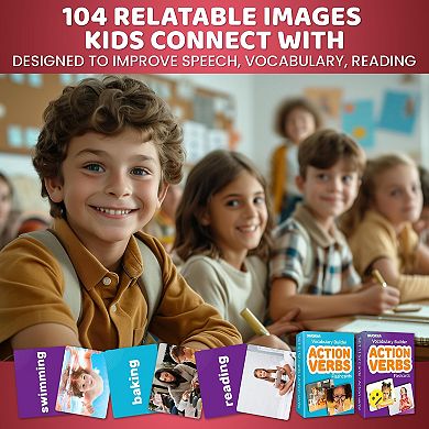 QUOKKA Action Verbs Flash Cards 104 Speech Therapy & ESL Vocabulary Builder for All Ages