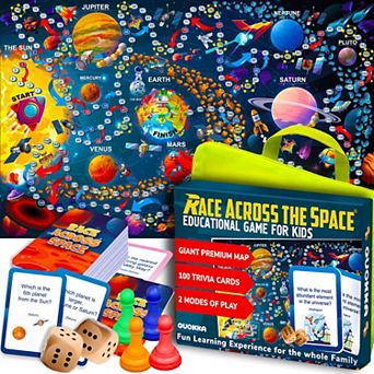 QUOKKA Educational Space Board Game 130 Cards, Solar System Facts for Kids and Family