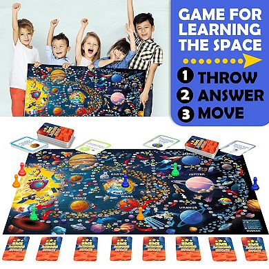 QUOKKA Educational Space Board Game 130 Cards, Solar System Facts for Kids and Family