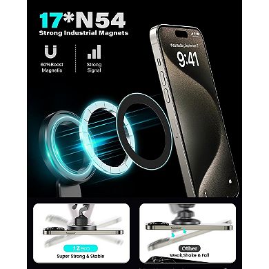 Magnetic CD Phone Mount for iPhone 12-17 with 17 N54 Magnets