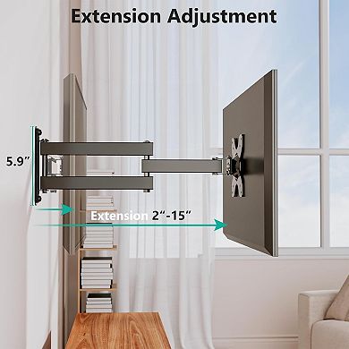 Wall Mount Articulating LCD Monitor Full Motion 15 Inch Extension Arm Tilt Swivel