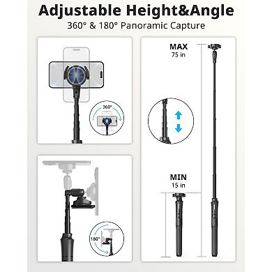 72'' Magnetic Tripod for IPhone with Remote, Extendable Cell Phone Tripod Stand