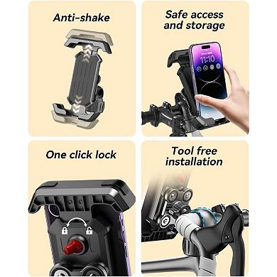 Bike Phone Holder 360° Rotation,Anti-Vibration Quick Release Holder