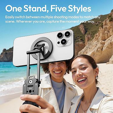 Magnetic Phone Tripod, Foldable Mini Tripod Mount with MagSafe Phone Holder