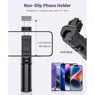 Mini Tripod with Universal Phone Holder Cold Shoe, Lightweight Phone Stand Camera Tripod
