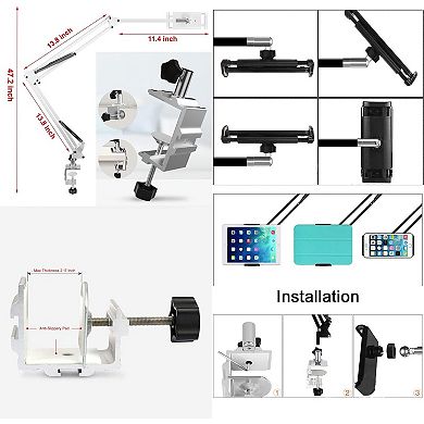Heavy Duty Universal Metal Phone/Tablet Mount, 360° Rotation, Adjustable