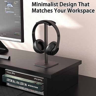 Headphone Stand for Desk - Headset Stand with Aluminum Hanger and Plastic Headrest