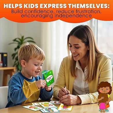 QUOKKA Autism Communication Cards 94 Visual Flashcards with Rings & Clip for Kids