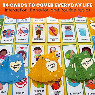 QUOKKA Autism Communication Cards 94 Visual Flashcards with Rings & Clip for Kids