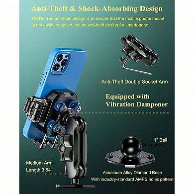 Aluminum Phone Mount with Vibration Dampener & Antitheft Design