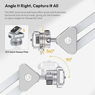 Adjustable 360° Camera Desk Mount, 18-36" Height, Multi-Device Compatible