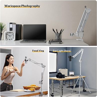 Adjustable 360° Camera Desk Mount, 18-36" Height, Multi-Device Compatible