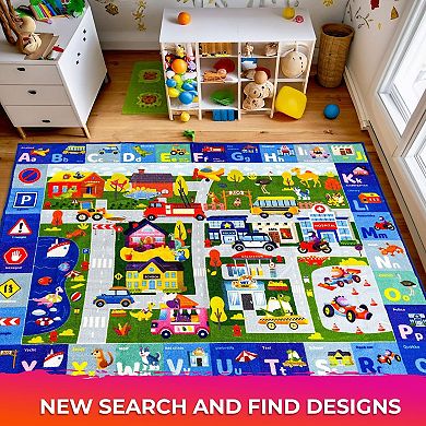 QUOKKA Baby Floor Play Mats with City and Alphabet for Kids 2-5 Years Old Soft Rug Non-Slip Padded