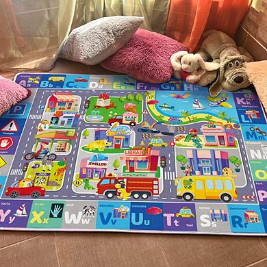 QUOKKA Baby Floor Play Mats with City and Alphabet for Kids 2-5 Years Old Soft Rug Non-Slip Padded