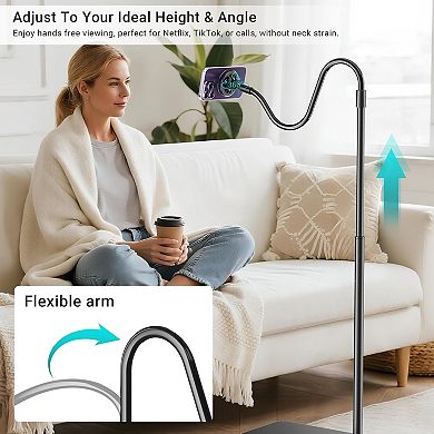 Adjustable Height Magnetic Phone Holder for Bed, Desk, and Kitchen