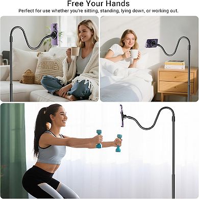 Adjustable Height Magnetic Phone Holder for Bed, Desk, and Kitchen