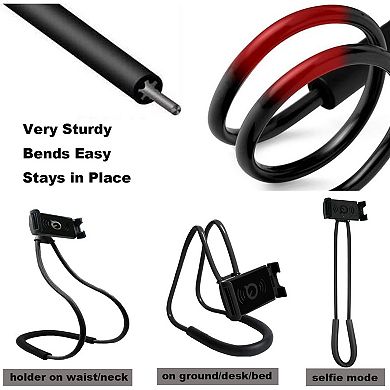 Hands-Free Cell Phone Stand, Adjustable Neck Mount, 360° Rotation