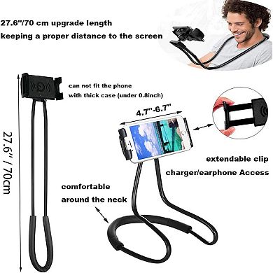 Hands-Free Cell Phone Stand, Adjustable Neck Mount, 360° Rotation