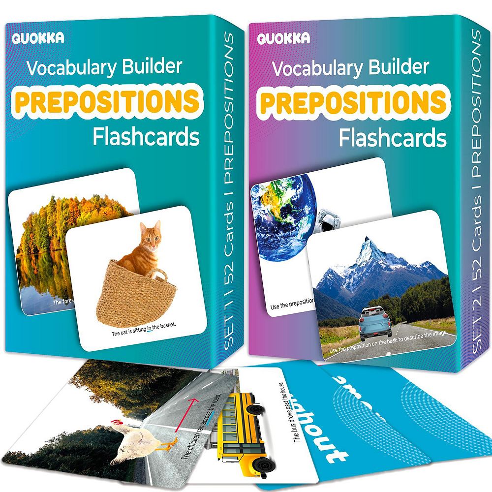 QUOKKA Flash Cards Set of 2 for Kids Vocabulary Builder with Words