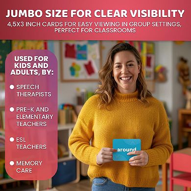 QUOKKA Flash Cards Set of 2 for Kids Vocabulary Builder with Words, Sentences & Action Verbs