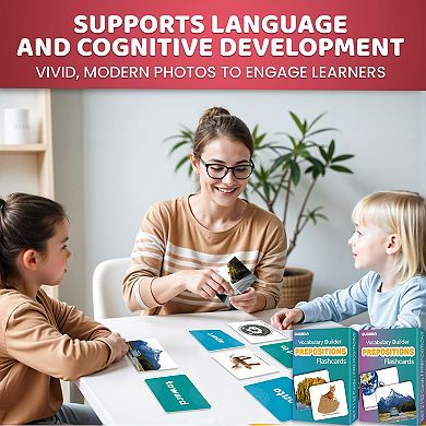 QUOKKA Flash Cards Set of 2 for Kids Vocabulary Builder with Words, Sentences & Action Verbs