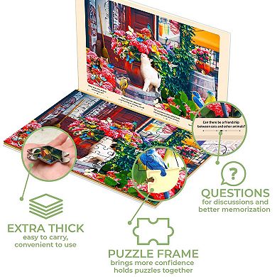 QUOKKA Set of 3 Dementia Jigsaw Puzzles with Birds and Cats - 63 PCS Alzheimers Puzzle for Elderly