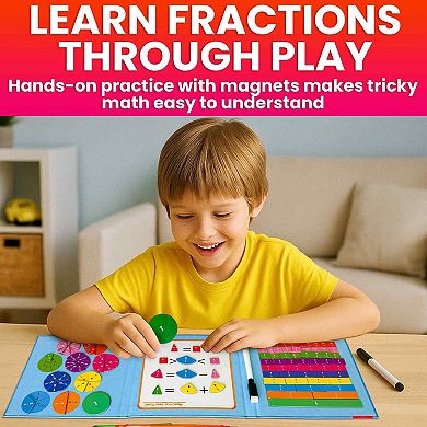 QUOKKA Magnetic Fractions Learning Set 110 Magnets, 12 Task Pages for Kids 6-12 Years - Math Games