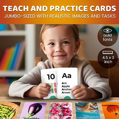 QUOKKA 260 Flash Cards Alphabet, Numbers, Shapes for Kids Ages 3-5 with Realistic Images - Pre K