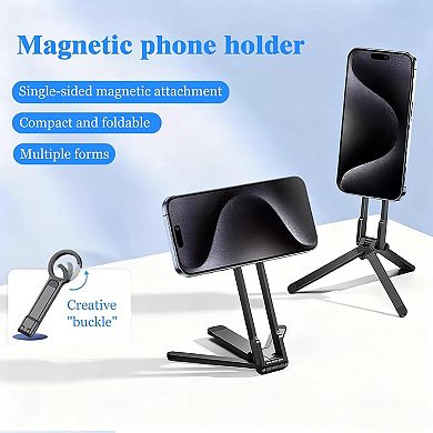 Magnetic Tripod for IPhone, Foldable Portable Phone Holder, Strong Magnet Quick Mount