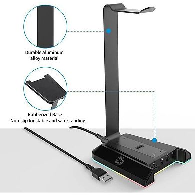 RGB Headset Stand, Headphone Stands with 7.1 Surround Sound & USB/3.5mm Port