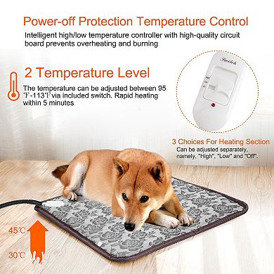 Waterproof Electric Pet Heating Pad with Adjustable Heat & Chew-Resistant Steel Cord Case
