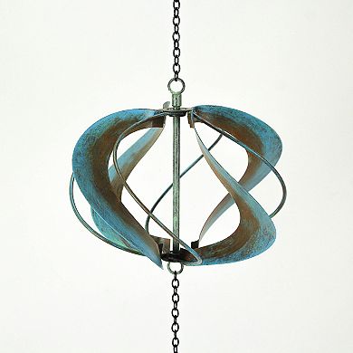 Metal Verdigris Dragonfly Wind Spinner Chain Kinetic Garden Sculpture Home Decor