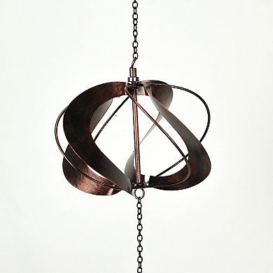 Metal Copper Dragonfly Wind Spinner Chain Kinetic Garden Sculpture Home Decor